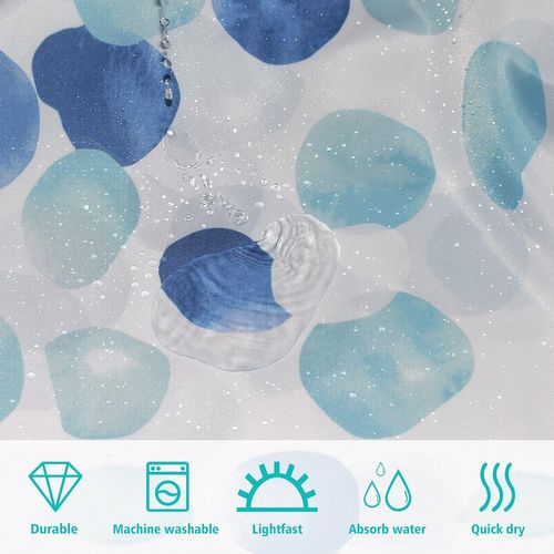 Rideau De Douche De Salle De Bain, Motif Bleu, 120×200cm