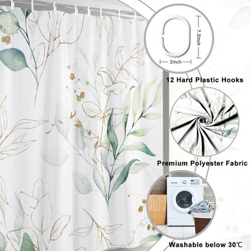 Rideau De Douche Imperméable Et Résistant à La Moisissure, Lavable Avec 12 Crochets, 180 X 200 Cm