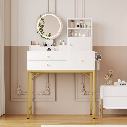 Grande Coiffeuse Avec Éclairage LED à Intensité Variable Blanc