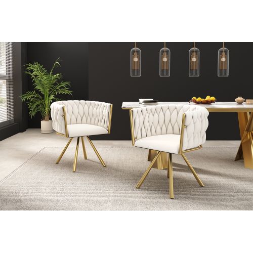 Lot De 2 Chaises En Velours - Blanc Cassé