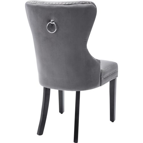 Lot De 2 Chaises De Salle A Manger En Velours - Gris