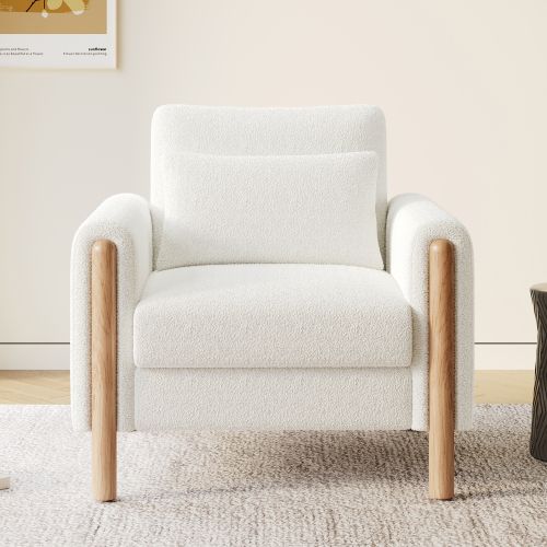 Fauteuil Moderne, Coussin Épais, Blanc