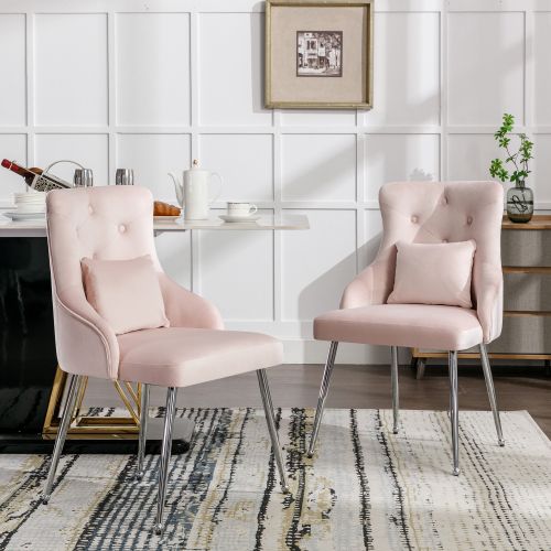 Lot De 2 Chaises De Salle à Manger, En Velours Rose