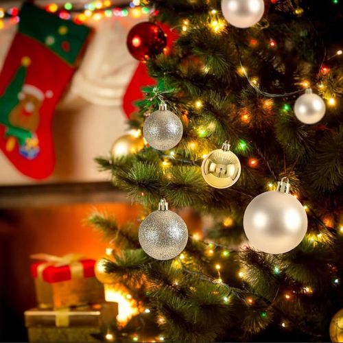 Lot De 24 Mini Boules De Noël Incassables à Suspendre Pour Sapins De Noël, Fêtes, Mariages