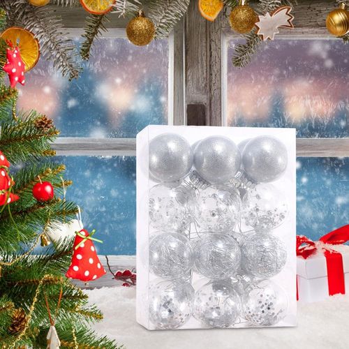 24 Boules De Noël 6 Cm En Plastique Décorations Pour Sapin De Noël Boules De Noël à Paille