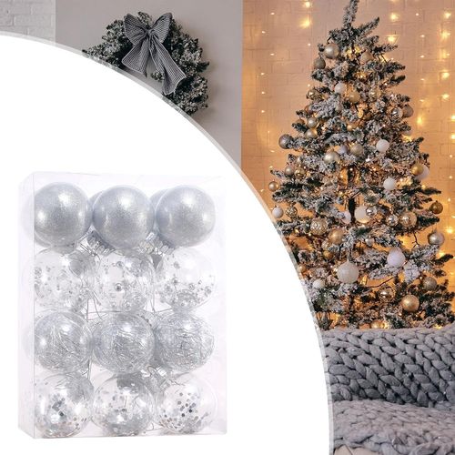 24 Boules De Noël 6 Cm En Plastique Décorations Pour Sapin De Noël Boules De Noël à Paille