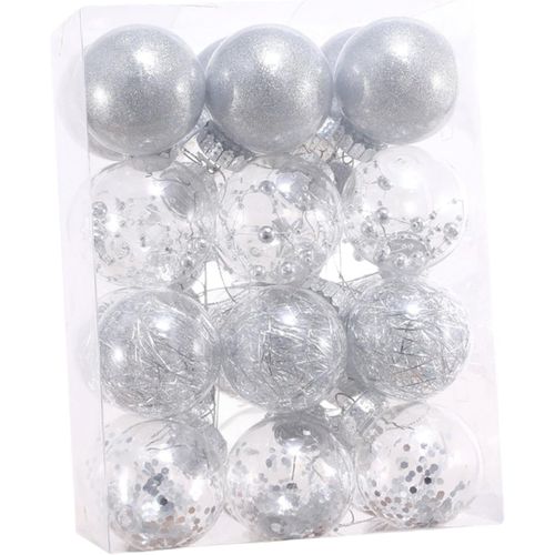 24 Boules De Noël 6 Cm En Plastique Décorations Pour Sapin De Noël Boules De Noël à Paille