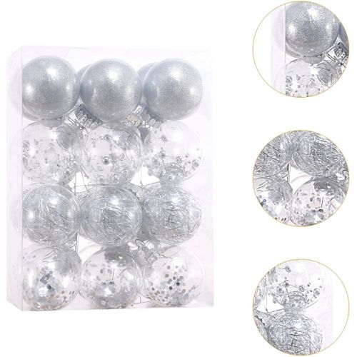 24 Boules De Noël 6 Cm En Plastique Décorations Pour Sapin De Noël Boules De Noël à Paille