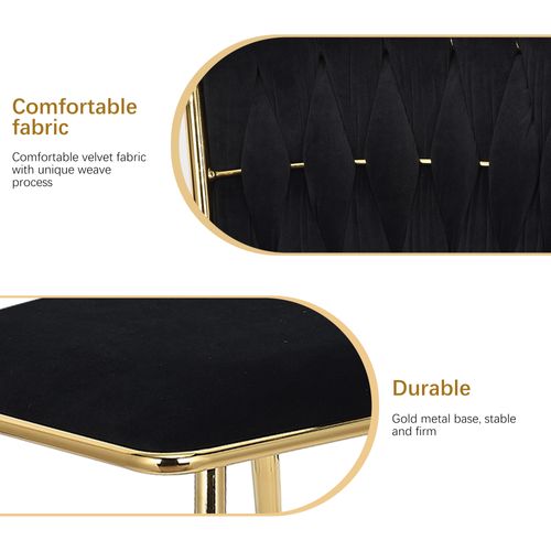 Lot De 2 Chaises De Salle à Manger En Velours Noir Avec Dossier Rembourré Et Pieds En Métal