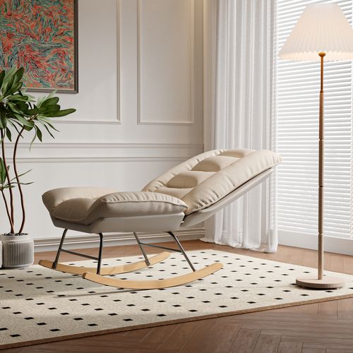Rocking-Chair En Tissu Avec Coussin - Beige