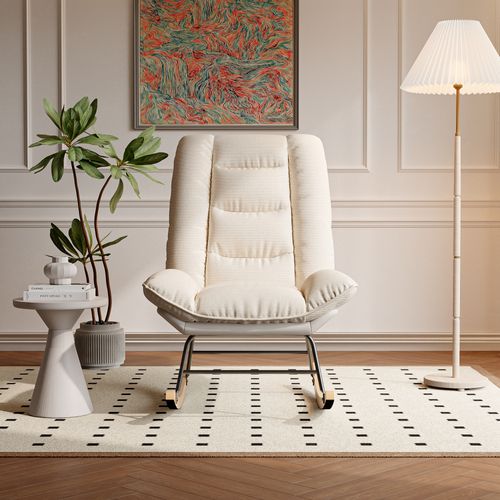 Rocking-Chair En Tissu Avec Coussin - Beige