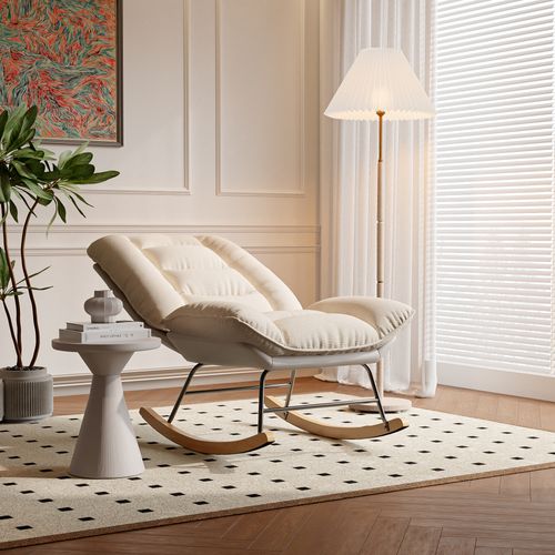Rocking-Chair En Tissu Avec Coussin - Beige