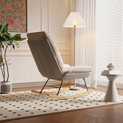 Rocking-Chair En Tissu Avec Coussin - Beige