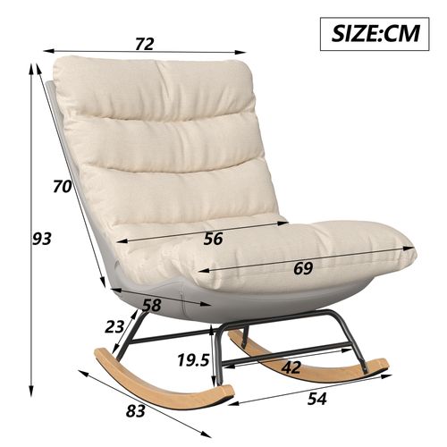 Rocking Ergonomique Avec Coussin Beige Et Structure Grise, Design Moderne En Tissu / Simili Cuir