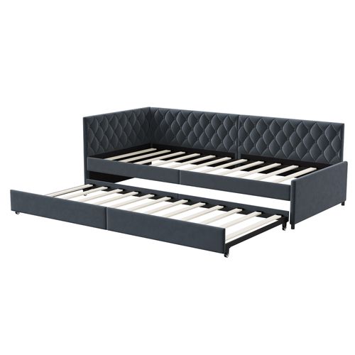 Canapé Lit Convertible 90/180 X 200 Cm, Canape Lit 2 Places Gigogne Bed Avec Sommier à Lattes, Gris