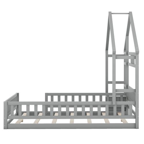 Lit De Sol, 140 X 200 Cm, Avec Protection Anti-chute, Avec Table De Chevet Et Ménage Décoratif,gris