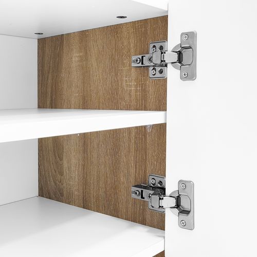 Meuble TV Moderne 190 Cm, 2 Tiroirs, 3 Portes, Finition Laquée Blanc, Design Épuré Et Élégant