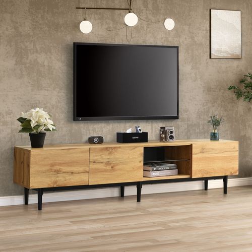 Meuble TV Moderne En Bois Avec Lumières LED Variables 175 (l) X 31 (l) X 41 (h) Cm
