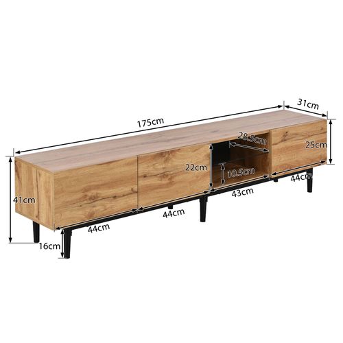 Meuble TV Moderne En Bois Avec Lumières LED Variables 175 (l) X 31 (l) X 41 (h) Cm