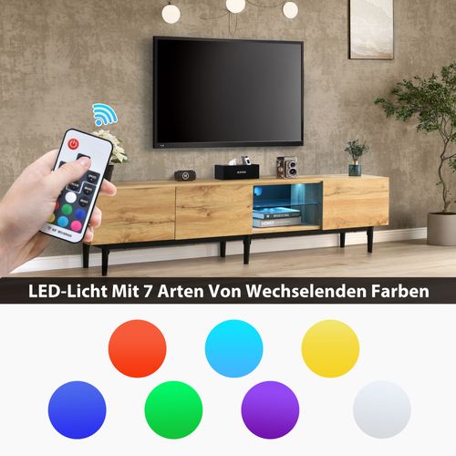 Meuble TV Moderne En Bois Avec Lumières LED Variables 175 (l) X 31 (l) X 41 (h) Cm