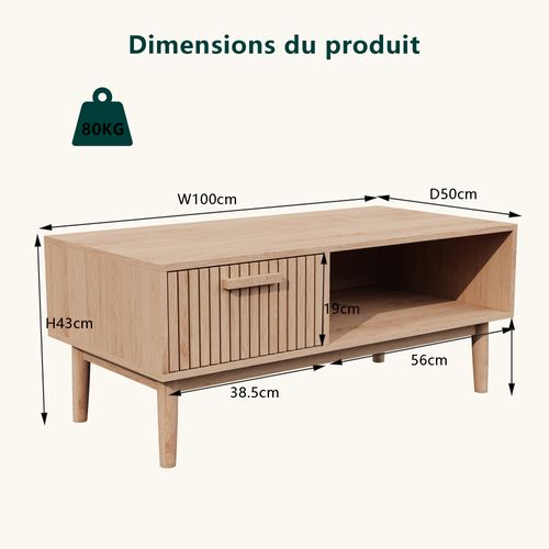 Table Basse - Salon, Salle à Manger, L110 X L50 X H43cm