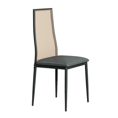 Lot De 2 Chaises Salle à Manger Design, Simili, Dossier Rotin, Noir