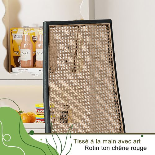 Lot De 2 Chaises Salle à Manger Design, Simili, Dossier Rotin, Noir