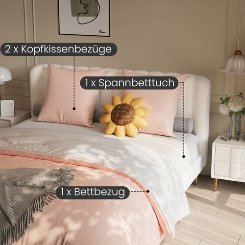 Parure Rose Gris Clair 140x210 Cm
