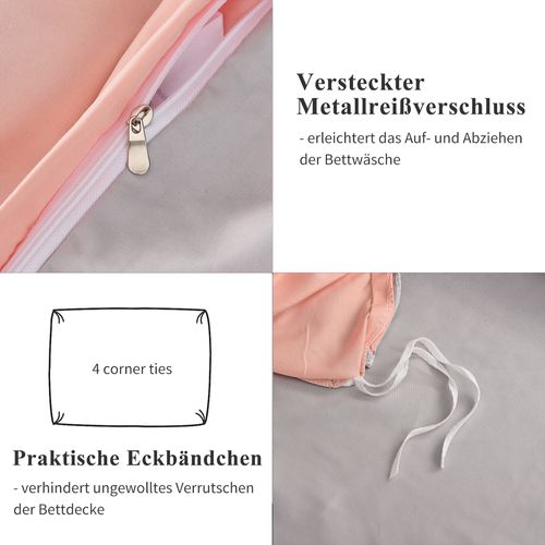 Parure Rose Gris Clair 155x220 Cm