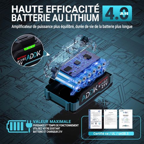 Scie Sabre Sans Fil, Scie Egoîne Electriquesans Fil Avec 4.0ah, Vitesses Réglables 0-3300r/min