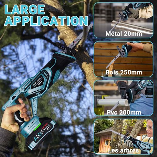 Scie Sabre Sans Fil, Scie Egoîne Electriquesans Fil Avec 4.0ah, Vitesses Réglables 0-3300r/min