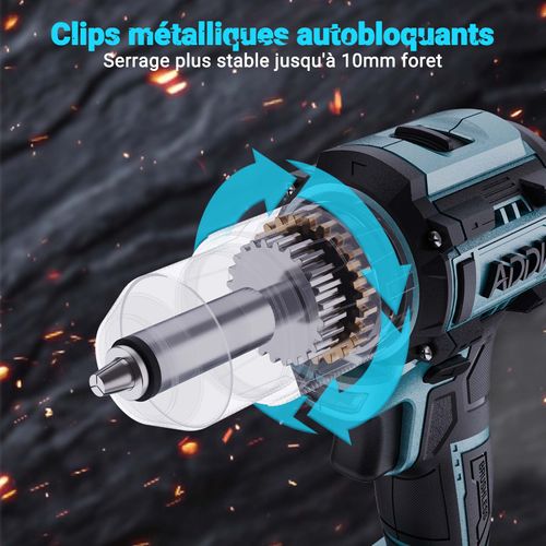 Perceuse Visseuse Percussion Sans Fil 21v, Visseuse Devisseuse Sans Fil, Avec 2 Batteries 2,0ah,led