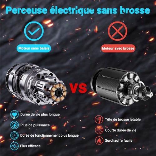 Perceuse Visseuse Percussion Sans Fil 21v, Visseuse Devisseuse Sans Fil, Avec 2 Batteries 2,0ah,led