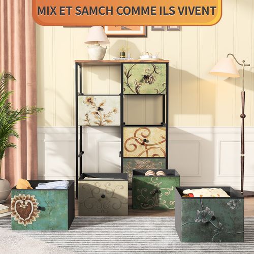 Commode En Tissu Avec 8 Tiroirs, 67.5 X 30 X 100cm - Motif à Motif Rétro