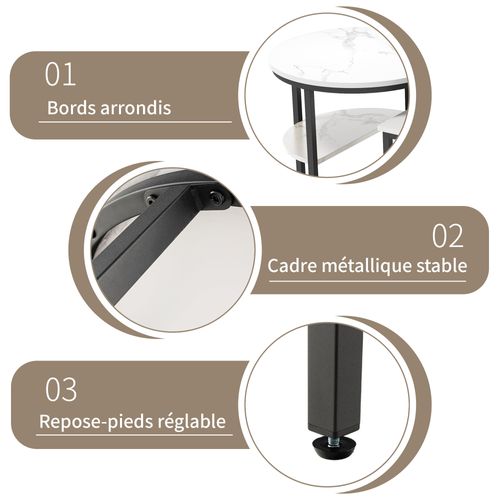 Tables Basses Gigognes Lot De 2, Table Gigogne Design Marbre, Cadre En Métal Noir