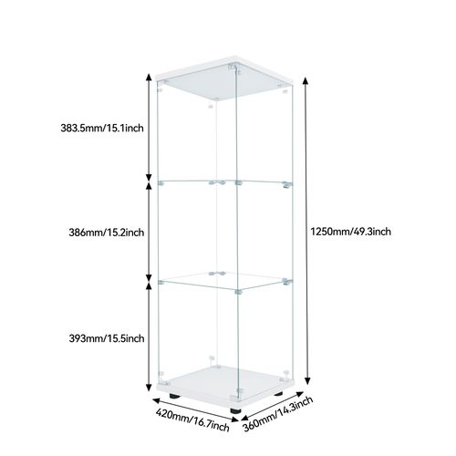 Vitrine En Verre - 3 Étagères - Avec LEDs, Lumière Et Serrure, Blanc