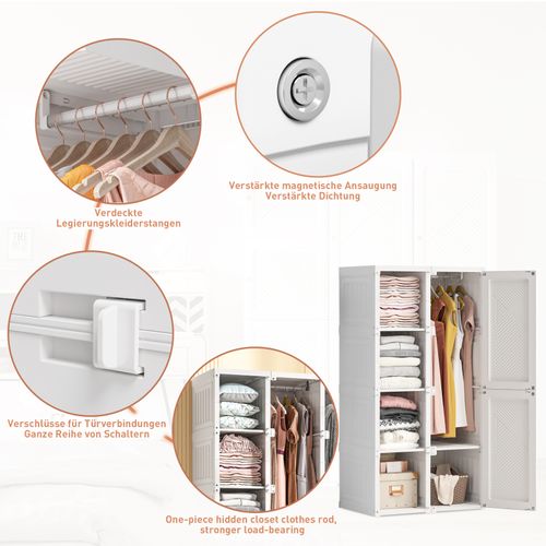 Armoire De Chambre à Coucher, Organisateur De Rangement, Commode à Vêtements, Blanc