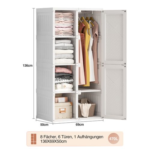 Armoire De Chambre à Coucher, Organisateur De Rangement, Commode à Vêtements, Blanc