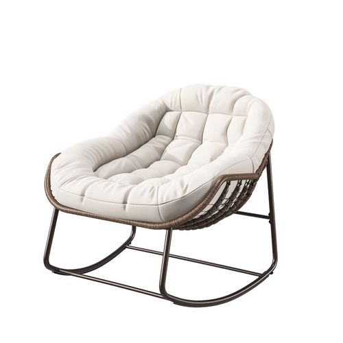 Fauteuil à Bascule - Avec Assise Capitonnée, Beige