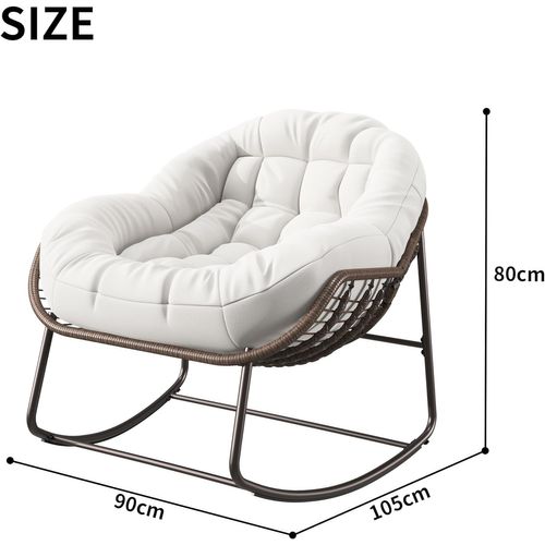 Fauteuil à Bascule - Avec Assise Capitonnée, Beige