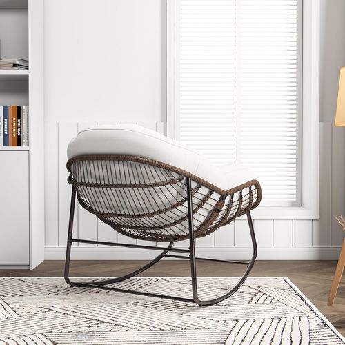 Fauteuil à Bascule - Avec Assise Capitonnée, Beige