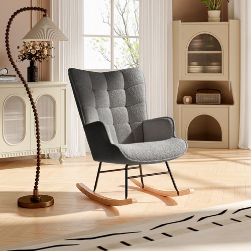Fauteuil à Bascule Adulte - Chaise à Bascule D'extérieur Ergonomique - Pour Salon -gris Foncé