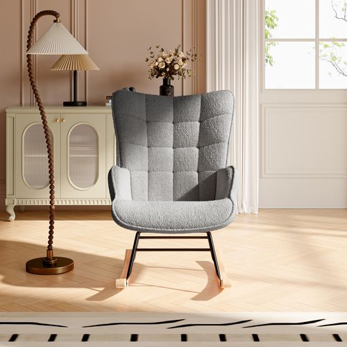 Fauteuil à Bascule Adulte - Chaise à Bascule D'extérieur Ergonomique - Pour Salon -gris Foncé