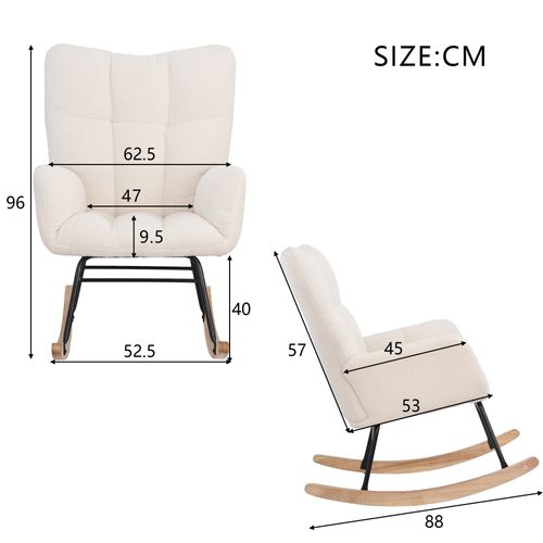 Fauteuil à Bascule Rembourré à Dossier Haut Pour Salon Et Balcon, Blanc