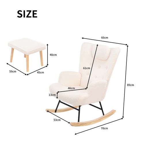 Fauteuil à Bascule, Fauteuil à Bascule En Peluche Douce Teddy, Appuie-tête Et Repose-pieds