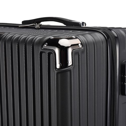 Lot De 3 Valises à Roulettes Noires - Abs- Avec Serrure Tsa - Grande Taille - Tailles M-l-xl, Noir