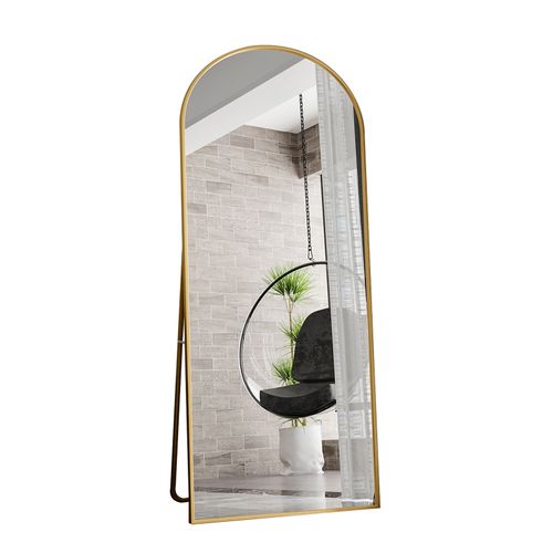 Miroir Complet Arqué, 180 X 80 Cm, Pleine Longueur, Monté Au Mur, Miroir De Sol, Pour Le Salon, Doré