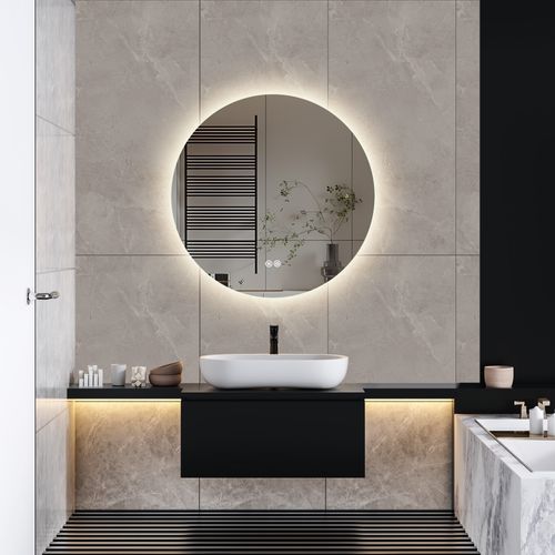 Miroir Rond LED Salle De Bain 80x80 Cm - Anti-buée Avec 3 Couleurs De Lumière
