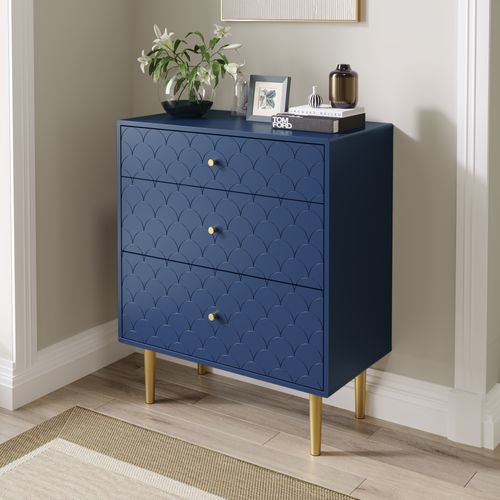 Commode à Tiroirs - 3 Tiroirs - Bleu Marine