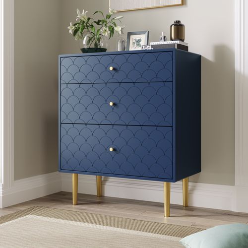 Commode à Tiroirs - 3 Tiroirs - Bleu Marine